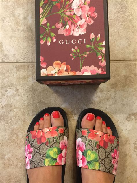 gucci floral slides womens|Gucci floral platform slides.